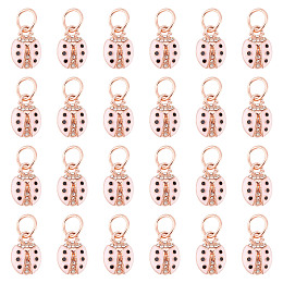 SUNNYCLUE 1 Box 30Pcs Ladybugs Charms Lady Bug Charms Bulk Insect Charms Lucky Rhinestone Pink Ladybird Beetles Animals Charms for Jewelry Making Charm Adults DIY Necklace Earrings Bracelet Crafts