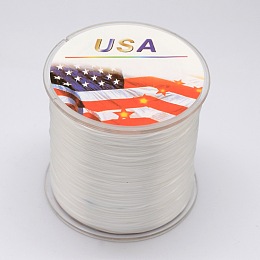 Honeyhandy Flat Elastic Crystal String, Elastic Beading Thread, for Stretch Bracelet Making, White, 0.6mm, about 328.08 yards(300m)/roll