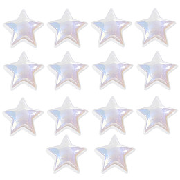 BENECREAT 14Pcs Star Pearl Beads, 15x13mm ABS Half Artificial Pearl Bead White Pearl Loose Beads Half Drilled Beads for Earring, Nail Making, Wedding Art Decor, Hair Accessories