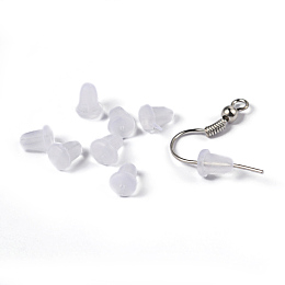 Honeyhandy Plastic Ear Nuts, Earring Backs, Clear, 6x5x4mm, Hole: 0.5mm, about 9000pcs/bag