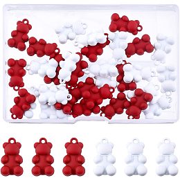 SUPERFINDINGS 40pcs 2 Color Spray Painted Alloy Pendants Bear Alloy Charms with 1.8mm Hole Bears Alloy Beads Pendants for Crafts Jewelry Making