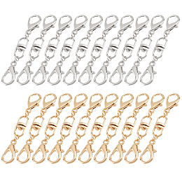 NBEADS 32 Pcs 2 Styles Lobster Claw Clasps, Double Opening Lobster Clasp with Alloy Double Eye Swivel Cord End Caps Clasps Bracelet Necklace Cord Ends for Jewelry Making