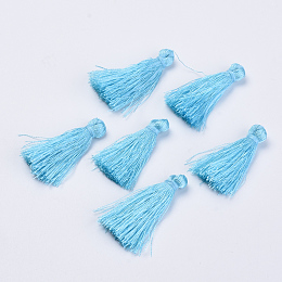 Honeyhandy Polyester Tassel Pendant Decorations, Light Sky Blue, 30~35mm