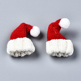 Honeyhandy Polyester Christmas Knit Hat Ornament Accessories, for DIY Craft Making, Red, 40~70x34~41x18~32mm