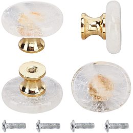 GORGECRAFT 4PCS Quartz Crystal Knob Handmade Dresser Knobs Drawer Pulls Natural Stone Cabinet Knobs Vintage Decorative Handles with Mounting Screws for Cupboard Kitchen Wardrobe Furniture