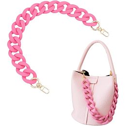 PandaHall Elite Pink Acrylic Bag Straps, 18 Inch/46cm Matte Bag Chain Large Flat Chain Strap Purse Replacement Chain Decorative Chain Strap with Buckles for Handbag Purse Shouder Bag Wallet, 1PC