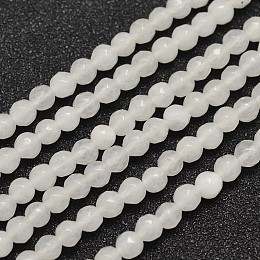 Honeyhandy Natural Malaysia Jade Bead Strands, Imitation White Jade, Round, Dyed, Faceted, White, 4mm, Hole: 0.8mm, about 91pcs/strand, 14.5 inch