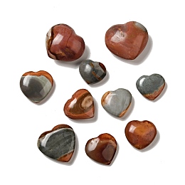 Natural Desert Jasper/Polychrome Jasper Beads, No Hole/Undrilled, Heart, 23~37x28~41x8~21mm