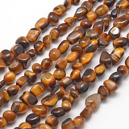 Honeyhandy Natural Tiger Eye Beads Strands, Chip, 3~5x3~5x3~8mm, Hole: 1mm, about 85~90pcs/strand, 15.7 inch(40cm)