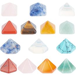 FINGERINSPIRE 14PCS Pyramid Gemstones Pyramid Crystal Stones Bulks Colorful Charkra Stones Healing Meditation Stones Pyramid Shape Crystal Gems for Home Decoratin Family Friends Good Luck Gifts