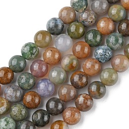 Honeyhandy Natural Indian Agate Beads Strands, Round, 8mm, Hole: 0.8mm, about 44~47pcs/strand, 14.80~14.96 inch(37.6~38cm)