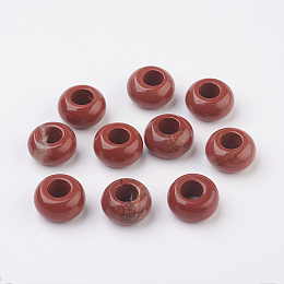 Honeyhandy Natural Red Jasper European Beads, Large Hole Beads, Rondelle, 14x7~8mm, Hole: 6mm