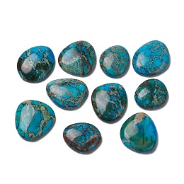 Honeyhandy Natural Regalite/Imperial Jasper/Sea Sediment Jasper Cabochons, Dyed, Nuggets, Blue, 28~33x23.9~25x6~7.2mm