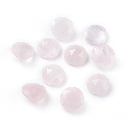 Honeyhandy Natural Rose Quartz Cabochons, Faceted, Flat Round, 10x4.5mm