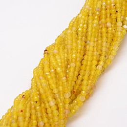 Honeyhandy Natural Agate Bead Strands, Dyed, Faceted, Round, Gold, 4mm, Hole: 0.8mm, about 90~92pcs/strand, 14 inch