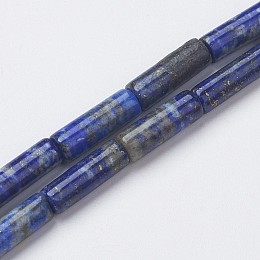 Honeyhandy Natural Lapis Lazuli Beads Strands, Tube, 13~14x3.5~5mm, Hole: 1mm, about 29pcs/strand, 15.1~15.7 inch(385~400mm)