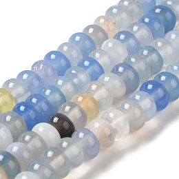 Natural Agate Beads Strands, Dyed & Heated, Rondelle, Light Sky Blue, 8~8.5x4.5~5.5mm, Hole: 1.4mm, about 41pcs/strand, 7.40~7.48''(18.8~19cm)