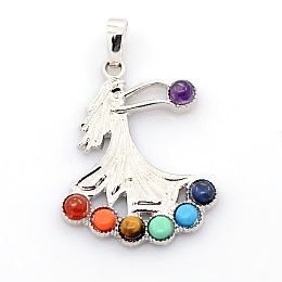 Honeyhandy Vintage Chakra Jewelry Gemstone Pendants, with Alloy Findings, Dancer, Platinum, 37x28x4mm, Hole: 5x8mm