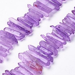 Honeyhandy Natural Quartz Crystal Beads Strands, Dyed, Pillar, Dark Orchid, 15~30x4~8x4~7mm, Hole: 1mm, 8 inch