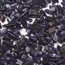 Honeyhandy Synthetic Blue Goldstone & Black Obsidian Beads, No Hole/Undrilled, Chip, 2~6x1.5~4.5x0.5~2mm, about 15620pcs/500g