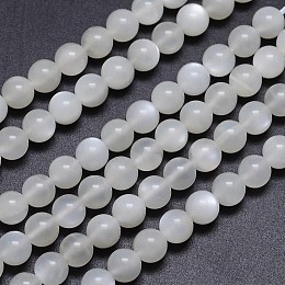 Honeyhandy Natural White Moonstone Round Bead Strands, Grade AA, 6mm, Hole: 1mm, about 62~66pcs/strand, 15.5 inch