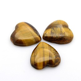 Honeyhandy Natural Tiger Eye Cabochons, Heart, 29~30x29~30x6~8mm