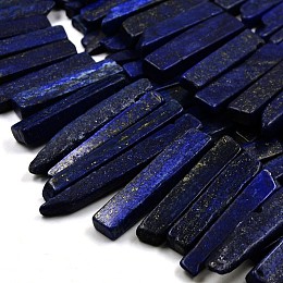 Honeyhandy Chip Natural Lapis Lazuli Graduated Beads Strands, Dyed & Heated, 23~62x10~12x4~6mm, Hole: 2mm, about 38pcs/strand, 15.3 inch