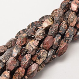 Honeyhandy Natural Leopard Skin Jasper Twist Beads Strands, 16x8mm, Hole: 1mm, about 25pcs/strand, 15.7 inch