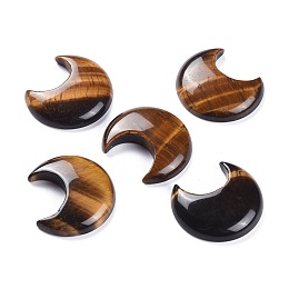 Honeyhandy Natural Tiger Eye Cabochons, Moon, 35x31x7.5mm