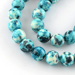 Honeyhandy Dyed Natural Ocean White Jade Round Bead Strands, Turquoise, 6mm, Hole: 1mm, about 62pcs/strand, 15.7 inch