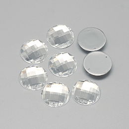 Honeyhandy Sew on Rhinestone, Transparent Acrylic Rhinestone, Two Holes, Garment Accessories, Faceted, Half Round/Dome, Clear, 25x6mm, Hole: 0.8~1mm