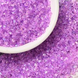 Honeyhandy Transparent Electroplate Crushed Glass Craft, AB Color Plated, Irregular Glass Chips, for Nail Arts DIY Vase Filler, Medium Orchid, 1.5~2x1.5~2mm