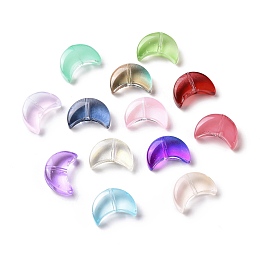 Honeyhandy Transparent Spray Painted Glass Beads, Crescent Moon, Mixed Color, 14x9.5x5mm, Hole: 1mm