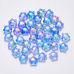 Arricraft Spray Painted Glass Beads, Star, Colorful, 8x8.5x4mm, Hole: 1mm