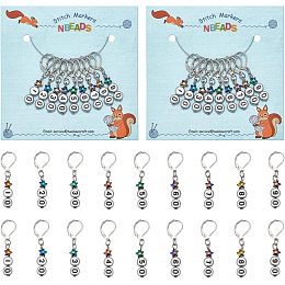 NBEADS 18 Pcs Number Beads Stitch Markers, Star Crochet Stitch Marker Charms Removable Clasps Locking Stitch Marker for Knitting Weaving Sewing Jewelry Making