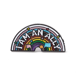 Honeyhandy Word I Am An Ally Enamel Pin, Electrophoresis Black Plated Alloy Badge for Backpack Clohtes, Arch Pattern, 15x30x2mm