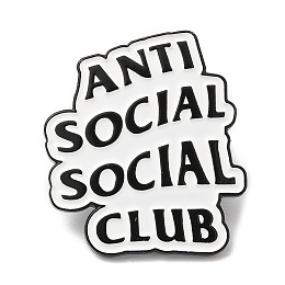 Honeyhandy Word Antisocial Social Club Enamel Pin, Electrophoresis Black Zinc Alloy Brooch for Backpack Clothes, White, 30.5x26x1.6mm