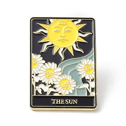 Honeyhandy Fashion Tarot Card Enamel Pin, Alloy Enamel Brooch, Golden, The Sun XIX, 30.5x21x10mm, Pin: 1mm