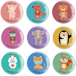 GLOBLELAND 9 Pcs Vaccine Button Pins I Got Vaccinated Covid-19 Buttons Mix Pattern for Men's/Women's Brooches or Doctors, Nurses, Hospitals, 2-1/4 Inch