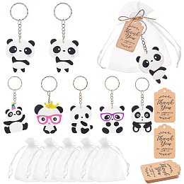 OLYCRAFT 72Pcs Panda Bear Party Favors Panda Keychains Cute Panda Bear Keychains with Kraft Paper Tags and Organza Gift Bags Inspirational Keychain for Panda Lovers