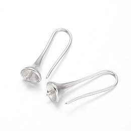 Honeyhandy Brass Earring Hooks, For Half Drilled Beads, Platinum, 26x7mm, Hole: 5mm, Pin: 1mm