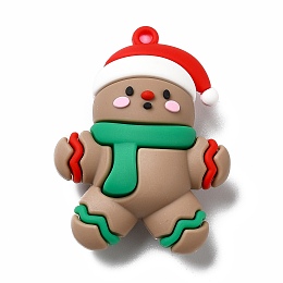 Honeyhandy Christmas PVC Plastic Big Pendants, Gingerbread Man, Camel, 51.5x38x17.5mm, Hole: 3mm