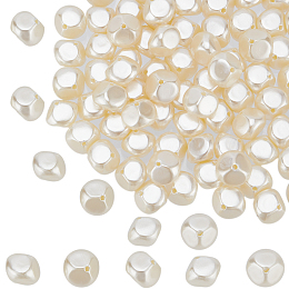 SUNNYCLUE 100Pcs ABS Plastic Imitation Pearl Bead, Cube, Beige, 15~16x15~16x13mm, Hole: 1.8mm, 100pcs/box