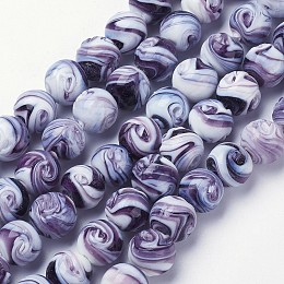 Honeyhandy Handmade Lampwork Beads, Round, Purple, 14mm, Hole: 1~2mm