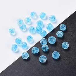 Honeyhandy Handmade Luminous Lampwork Beads, Round, Deep Sky Blue, 8mm, Hole: 1mm