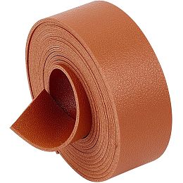 GORGECRAFT 25mm Wide Leather Strap 79" Long Double-Sided Flat Leather Cord 1.8mm Thick Lychee Pattern Imitation Leather Strip for DIY Craft Projects Pet Collars Belts Jewelry Making, Chocolate