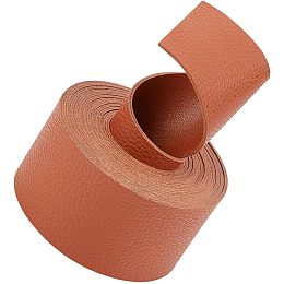 GORGECRAFT 79" Long Double Sided Leather Belt Strips Textured Lychee Pattern Leather Strap 1.5" Wide Soft Light Brown Imitation Leather Supplies Flat Strap Roll for Crafts Leather Handle Wrapping