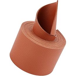 GORGECRAFT Double Sided Light Brown Leather Strip 79" Long Textured Lychee Pattern Leather Strap 2" Wide Leather Belt Strips Glossy Soft PU Leather Strap Roll Supplies for Pet Collars Craft