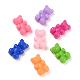 Honeyhandy Opaque Bear Acrylic Beads, Mixed Color, 18x11x7mm, Hole: 1.4mm