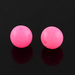 Honeyhandy Fluorescence Acrylic Beads, Round, Hot Pink, 16mm, Hole: 2mm, about 210pcs/500g